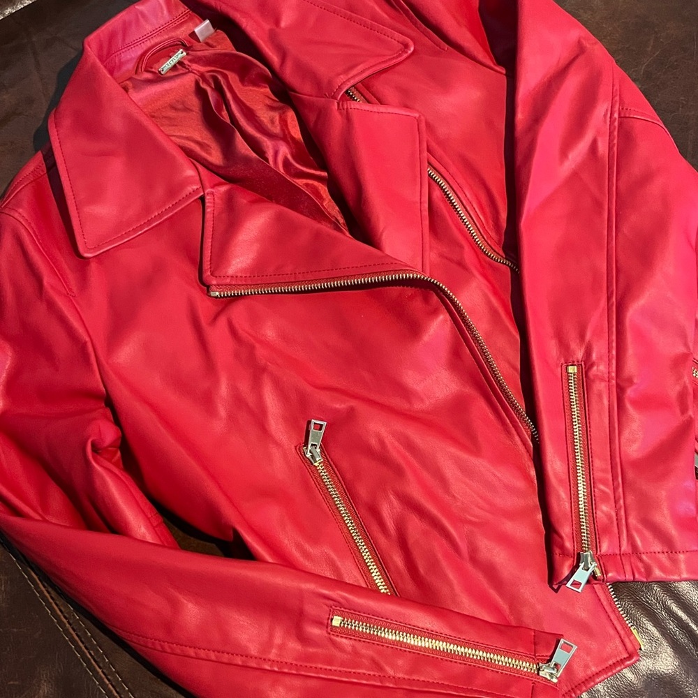 Tahari Red Leather Jacket